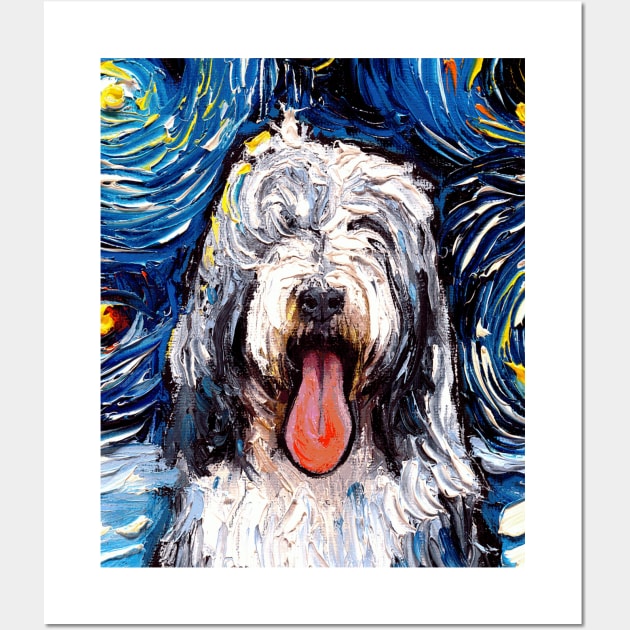 Bearded Collie Night (Portrait) Wall Art by sagittariusgallery